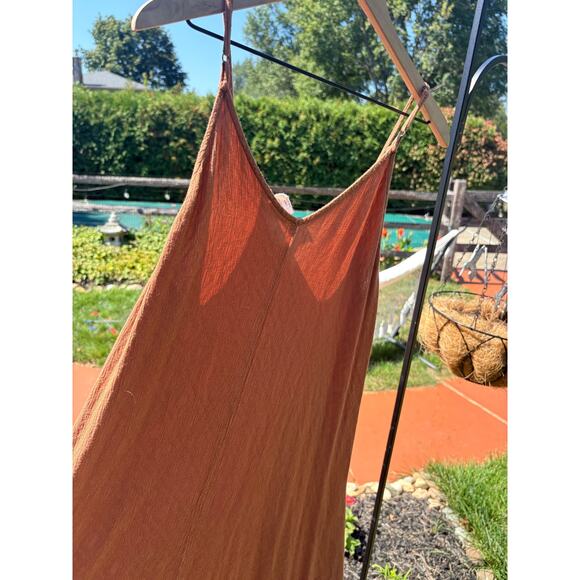 By Together Tan Trapeze Swing Midi Dress S/M Boho Minimalist - Picture 8 of 10